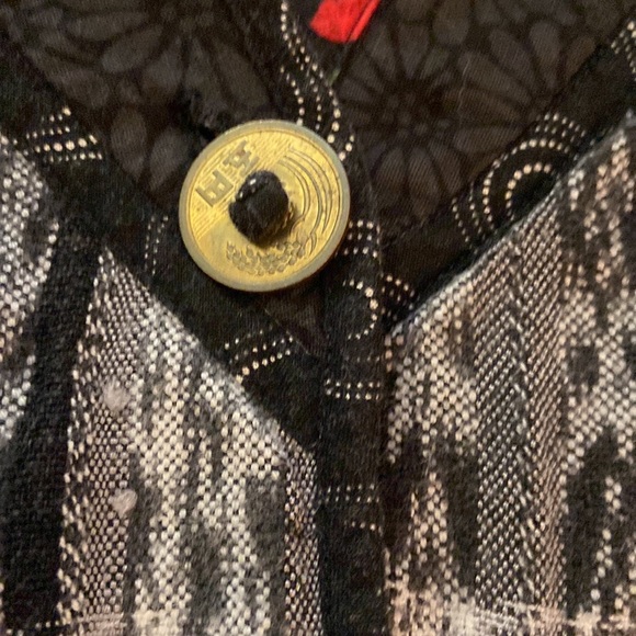 Emily Robertson Hood custom jacket w/ mandarin collar coin buttons large - Picture 4 of 12